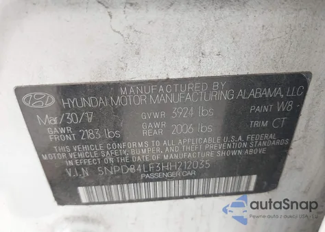 2017 Hyundai Elantra Se/Value/Limited z USA, uszkodzony, nr VIN 5NPD84LF3HH212035